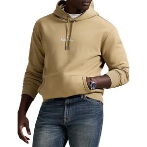 Polo Ralph Lauren Mens Classic Hoodie Khaki Script Logo Fleece Medium New W/ Tag